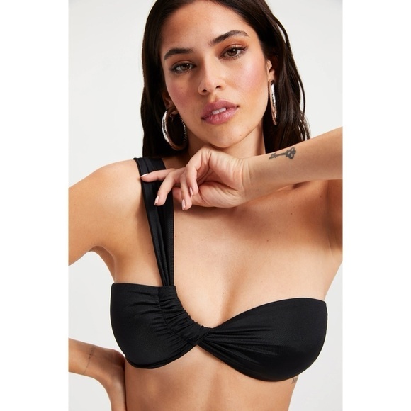 NWT Good American Black Bali One Shoulder Bikini Top - Size 5 / XXL - Picture 1 of 10